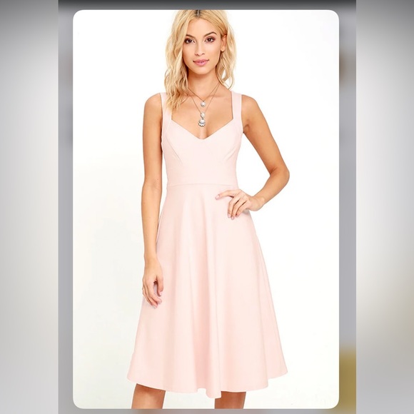 Lulu’s Uptown Twirl Blush Pink Midi Dress - Picture 7 of 7